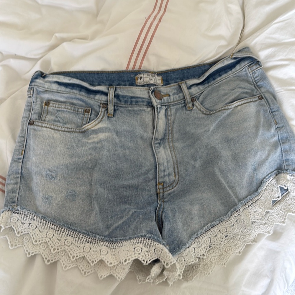 Free people lace jean shorts